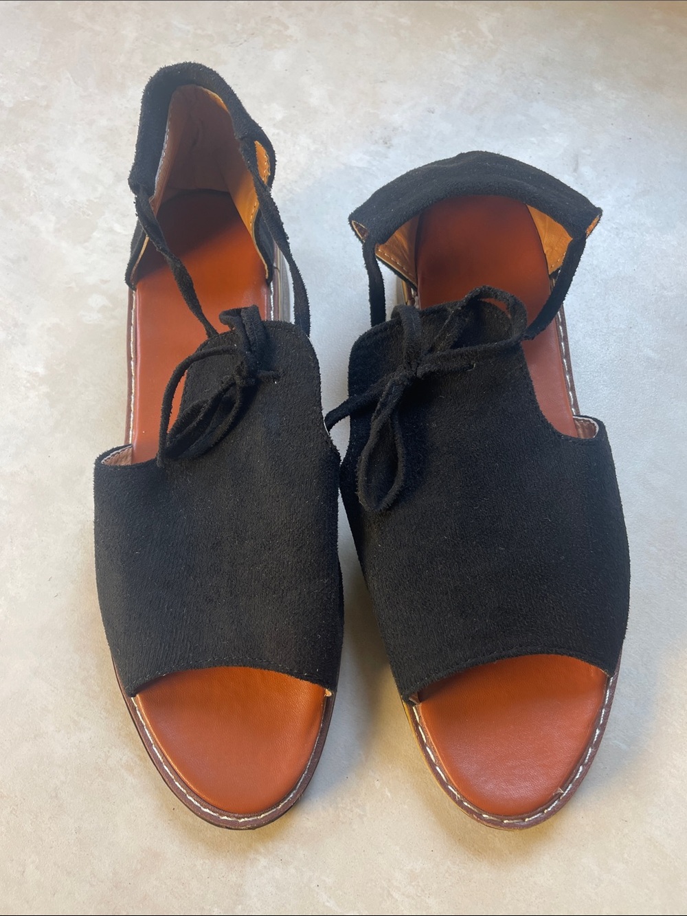 Women's Black Lace-Up Open-Toe Sandals Size 9